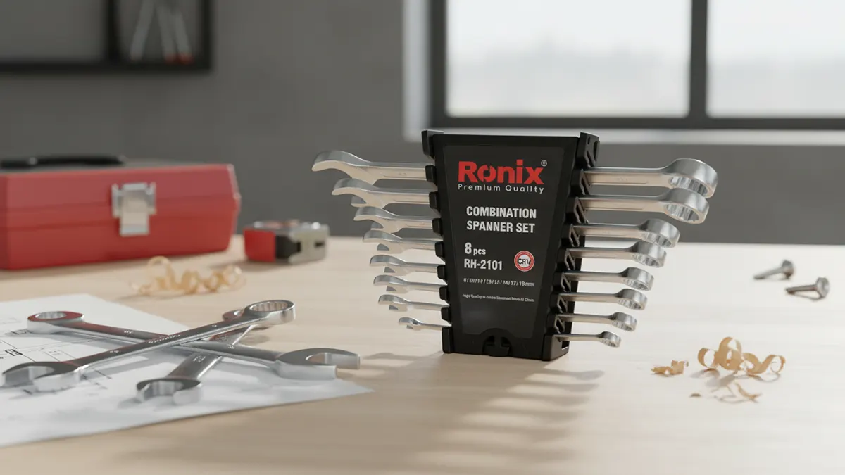 ست آچار 8 عددی یک سر تخت یک سر رینگ رونیکس مدل RH-2101