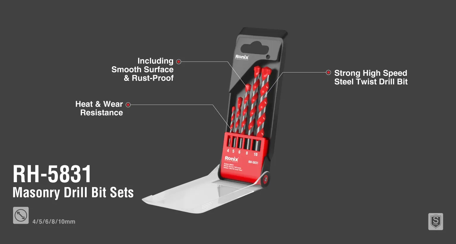 خرید و قیمت ست 5 عددی مته الماسه بتن رونیکس مدل RH-5831