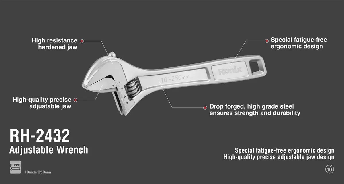 خرید آچار فرانسه 10 اینچ رونیکس مدل RH-2432 | قیمت و مشخصات